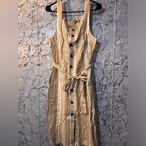 Striped Linen Blend Pocket Dress